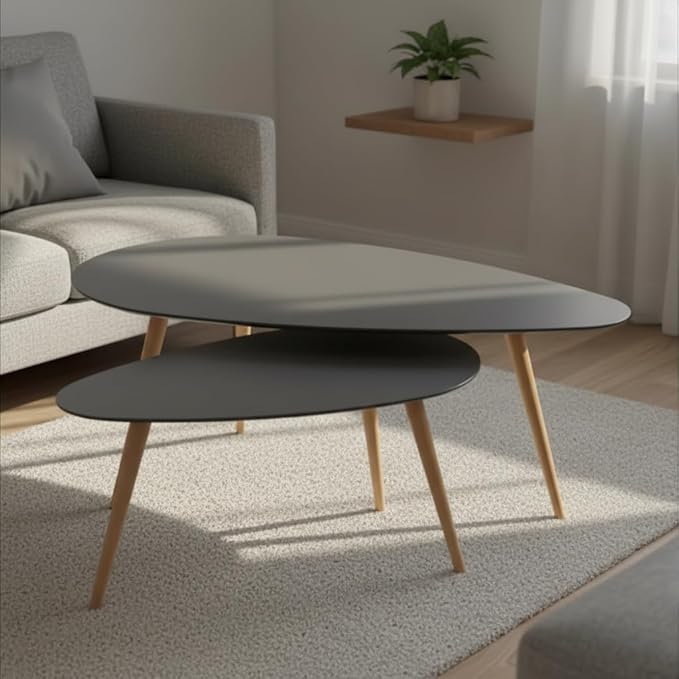 Modern 2-Piece Asymmetrical Nesting Coffee Table