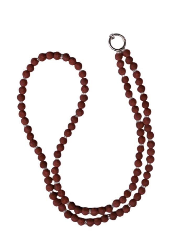 Long Maroon Matte Beaded Phone